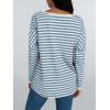 imageAUTOMET Women Drop Shoulder Long Sleeve Striped T Shirts Crew Neck Loose Fit Tops Fall Fashion Clothes Casual Tunic XLarge