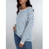 imageAUTOMET Women Drop Shoulder Long Sleeve Striped T Shirts Crew Neck Loose Fit Tops Fall Fashion Clothes Casual Tunic XLarge