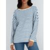 imageAUTOMET Women Drop Shoulder Long Sleeve Striped T Shirts Crew Neck Loose Fit Tops Fall Fashion Clothes Casual Tunic XLarge