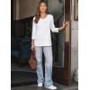 imageAUTOMET Womens 34 Length Sleeve Tops 2025 Summer V Neck Tee Shirts Dressy Casual Work Tunic Blouses Spring ClothesWhite