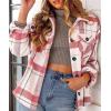 imageAUTOMET Womens Fall Outfits Fashion Clothes Shackets Flannel Plaid Button Down Long Sleeve Shirts JacketsPinkwhite