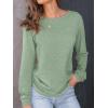 imageAUTOMET Womens Long Sleeve Shirts 2025 Fall Loose Fit Tops Solid Color Oversized Basic Tees Business Casual OutfitsBean Green
