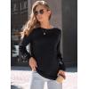 imageAUTOMET Womens Long Sleeve Shirts 2025 Fall Loose Fit Tops Solid Color Oversized Basic Tees Business Casual OutfitsBlack