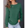 imageAUTOMET Womens Long Sleeve Shirts 2025 Fall Loose Fit Tops Solid Color Oversized Basic Tees Business Casual OutfitsDark Green
