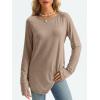 imageAUTOMET Womens Long Sleeve Shirts Crew Neck Casual Tshirts Fall Fashion Tops Loose Fit Lightweight Y2k Outfits ClothesKhaki