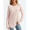 imageAUTOMET Womens Long Sleeve Shirts Crew Neck Casual Tshirts Fall Fashion Tops Loose Fit Lightweight Y2k Outfits ClothesPink
