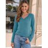 imageAUTOMET Womens Long Sleeve Shirts V Neck Casual Tops Loose Dressy Basic Fall Fashion Trendy Outfits Winter ClothesCyan