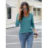 imageAUTOMET Womens Long Sleeve Shirts V Neck Casual Tops Loose Dressy Basic Fall Fashion Trendy Outfits Winter ClothesCyan