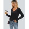 imageAUTOMET Womens Long Sleeve Shirts V Neck Casual Tops with Pockets Loose Dressy Basic Fall Outfits Clothes Winter Trendy 2025Black