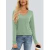imageAUTOMET Womens Long Sleeve Shirts V Neck Casual Tops with Pockets Loose Dressy Basic Fall Outfits Clothes Winter Trendy 2025Lightgreen