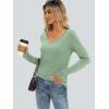 imageAUTOMET Womens Long Sleeve Shirts V Neck Casual Tops with Pockets Loose Dressy Basic Fall Outfits Clothes Winter Trendy 2025Lightgreen