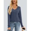 imageAUTOMET Womens Long Sleeve Shirts V Neck Casual Tops with Pockets Loose Dressy Basic Fall Outfits Clothes Winter Trendy 2025Navy