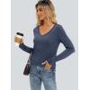 imageAUTOMET Womens Long Sleeve Shirts V Neck Casual Tops with Pockets Loose Dressy Basic Fall Outfits Clothes Winter Trendy 2025Navy