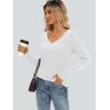 imageAUTOMET Womens Long Sleeve Shirts V Neck Casual Tops with Pockets Loose Dressy Basic Fall Outfits Clothes Winter Trendy 2025White