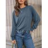 imageAUTOMET Womens Long Sleeve Tops Pleated Crew Neck Business Casual Blouses Fashion Clothes 2025 Trendy OutfitsBlue
