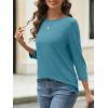 imageAUTOMET Womens Tops 34 Length Long Sleeve Shirts Fall Clothes Business Casual Dressy Blouse Loose Fit Basic Tee TrendyBlue Green