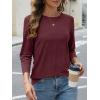 imageAUTOMET Womens Tops 34 Length Long Sleeve Shirts Fall Clothes Business Casual Dressy Blouse Loose Fit Basic Tee TrendyWine Red