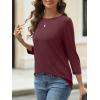imageAUTOMET Womens Tops 34 Length Long Sleeve Shirts Fall Clothes Business Casual Dressy Blouse Loose Fit Basic Tee TrendyWine Red