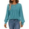 imageAUTOMET Womens Fall Fashion Long Sleeve Shirts Dressy Casual Pleated Basic Trendy Tops Winter Clothes 2025Cyan