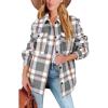 imageAUTOMET Womens Fall Outfits Fashion Clothes Shackets Flannel Plaid Button Down Long Sleeve Shirts JacketsGreybrown