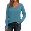 imageAUTOMET Womens Long Sleeve Shirts V Neck Casual Tops Loose Dressy Basic Fall Fashion Trendy Outfits Winter ClothesCyan