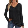 imageAUTOMET Womens Long Sleeve Shirts V Neck Casual Tops with Pockets Loose Dressy Basic Fall Outfits Clothes Winter Trendy 2025Black