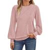 imageAUTOMET Womens Long Sleeve Tops Pleated Crew Neck Business Casual Blouses Fashion Clothes 2025 Trendy OutfitsPink