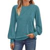 imageAUTOMET Womens Long Sleeve Tops Pleated Crew Neck Business Casual Blouses Fashion Clothes 2025 Trendy OutfitsTurquoise
