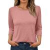 imageAUTOMET Womens Tops 34 Length Long Sleeve Shirts Fall Clothes Business Casual Dressy Blouse Loose Fit Basic Tee TrendyPink