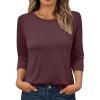 imageAUTOMET Womens Tops 34 Length Long Sleeve Shirts Fall Clothes Business Casual Dressy Blouse Loose Fit Basic Tee TrendyWine Red