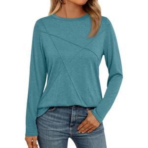 imageAUTOMET Long Sleeve Shirts for Women Basic Business Casual Tops Work Clothes 2025 Fall Fashion OutfitsBlue Green