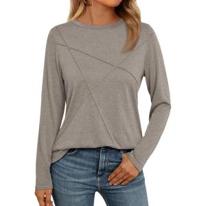 imageAUTOMET Long Sleeve Shirts for Women Basic Business Casual Tops Work Clothes 2025 Fall Fashion OutfitsCoffee Grey