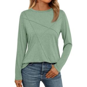 imageAUTOMET Long Sleeve Shirts for Women Basic Business Casual Tops Work Clothes 2025 Fall Fashion OutfitsLight Green