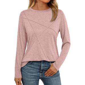 imageAUTOMET Long Sleeve Shirts for Women Basic Business Casual Tops Work Clothes 2025 Fall Fashion OutfitsPink
