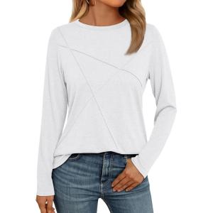 imageAUTOMET Long Sleeve Shirts for Women Basic Business Casual Tops Work Clothes 2025 Fall Fashion OutfitsWhite