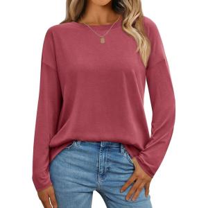 imageAUTOMET Womens Long Sleeve Shirts Loose Fitted Crewneck Basic Tops Casual Outfits Fall Clothes 2025Watermelon