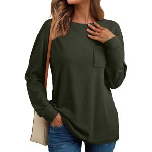 imageAUTOMET Womens Long Sleeve Tops Loose Fit Fall Cute Thick T Shirts Winter Cruise Outfits Trendy ClothesArmy Green