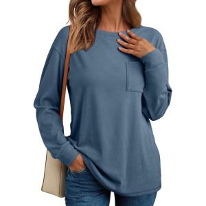 imageAUTOMET Womens Long Sleeve Tops Loose Fit Fall Cute Thick T Shirts Winter Cruise Outfits Trendy ClothesBlue