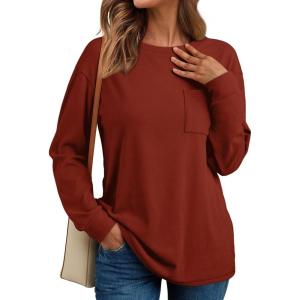 imageAUTOMET Womens Long Sleeve Tops Loose Fit Fall Cute Thick T Shirts Winter Cruise Outfits Trendy ClothesCaramel