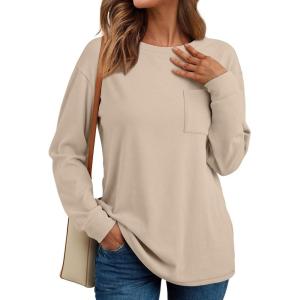 imageAUTOMET Womens Long Sleeve Tops Loose Fit Fall Cute Thick T Shirts Winter Cruise Outfits Trendy ClothesKhaki