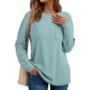 imageAUTOMET Womens Long Sleeve Tops Loose Fit Fall Cute Thick T Shirts Winter Cruise Outfits Trendy ClothesLight Green