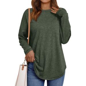 imageAUTOMET Womens Tunic Tops Long Sleeve Shirts Casual Basic Oversized T Shirt Crewneck Loose Fit Fall Fashion ClothesArmygreen