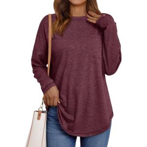 imageAUTOMET Womens Tunic Tops Long Sleeve Shirts Casual Basic Oversized T Shirt Crewneck Loose Fit Fall Fashion ClothesWinered