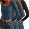 imageAUTOMET 3 Pack Womens Long Sleeve Shirts Fall Fashion Scoop Neck Crop Tops Basic Layer Slim Fit Y2K ClothesBlack grey haze Blue