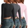 imageAUTOMET 3 Pack Womens Long Sleeve Shirts Fall Fashion Scoop Neck Crop Tops Basic Layer Slim Fit Y2K ClothesBlack grey pink