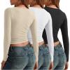 imageAUTOMET 3 Pack Womens Long Sleeve Shirts Fall Fashion Scoop Neck Crop Tops Basic Layer Slim Fit Y2K ClothesBlack white apricot