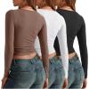 imageAUTOMET 3 Pack Womens Long Sleeve Shirts Fall Fashion Scoop Neck Crop Tops Basic Layer Slim Fit Y2K ClothesBlack white coffee Grey