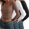 imageAUTOMET 3 Pack Womens Long Sleeve Shirts Fall Fashion Scoop Neck Crop Tops Basic Layer Slim Fit Y2K ClothesBlack white coffee Grey