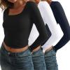 imageAUTOMET 3 Pack Womens Long Sleeve Shirts Fall Fashion Scoop Neck Crop Tops Basic Layer Slim Fit Y2K ClothesBlack white navy