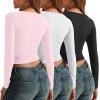 imageAUTOMET 3 Pack Womens Long Sleeve Shirts Fall Fashion Scoop Neck Crop Tops Basic Layer Slim Fit Y2K ClothesBlack white pink